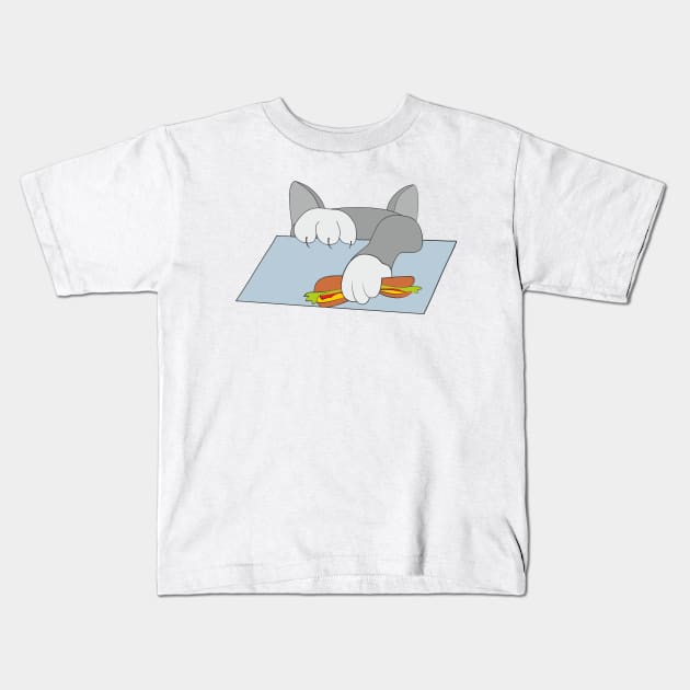 Cat and hotdog Kids T-Shirt by Alekvik